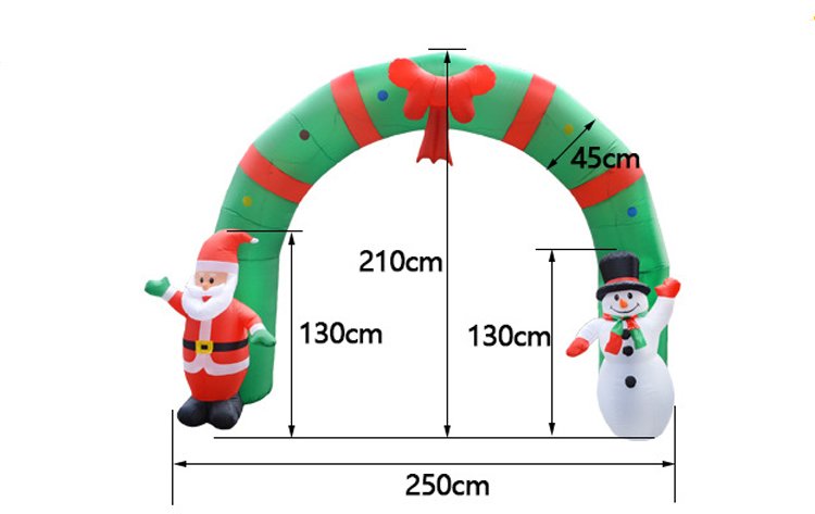 7ft Tall Outdoor Christmas Inflatable Archway With Santa Snowman Led Lights For Holiday Party Decor - 2