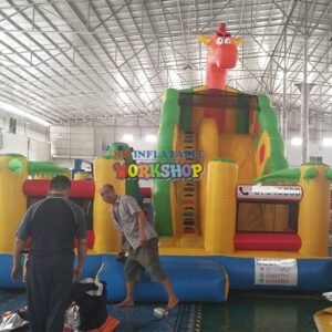 7x5m Inflatable Dragon Bouncer Mini Combo With Slide And Obstacle Jumper - 2