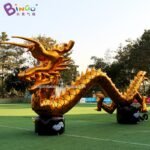 8x3 5 Meters Inflatable Splendid Golden Dragon Model Toy Customized Colored Inkjet Serpent Balloon Decoration - 3