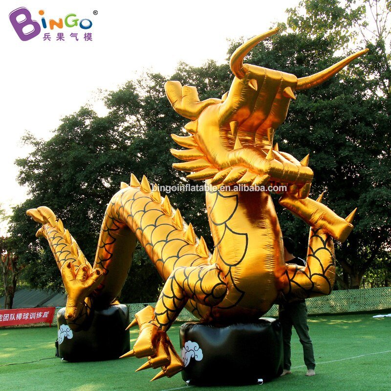 8x3 5 Meters Inflatable Splendid Golden Dragon Model Toy Customized Colored Inkjet Serpent Balloon Decoration - 5