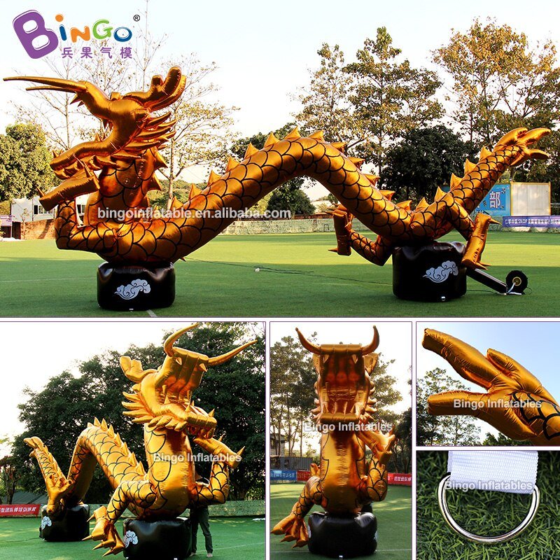 8x3 5 Meters Inflatable Splendid Golden Dragon Model Toy Customized Colored Inkjet Serpent Balloon Decoration - 6