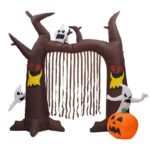 8 Foot High Airblown Halloween Inflatable Ghosts Climbing Pumpkin Arch Archway With Brown Party Decorations