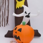 8 Foot High Airblown Halloween Inflatable Ghosts Climbing Pumpkin Arch Archway With Brown Party Decorations - 3