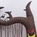 8 Foot High Airblown Halloween Inflatable Ghosts Climbing Pumpkin Arch Archway With Brown Party Decorations - 4