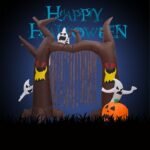 8 Foot High Airblown Halloween Inflatable Ghosts Climbing Pumpkin Arch Archway With Brown Party Decorations - 6