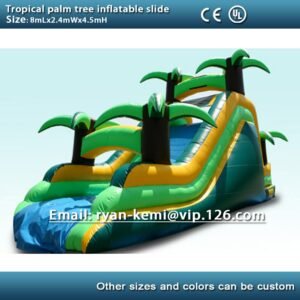 8m 26ft Tropical Theme Coconut Tree Inflatable Slide Commercial Pvc For Kids Adults Party Yard Toy Bounce - 2