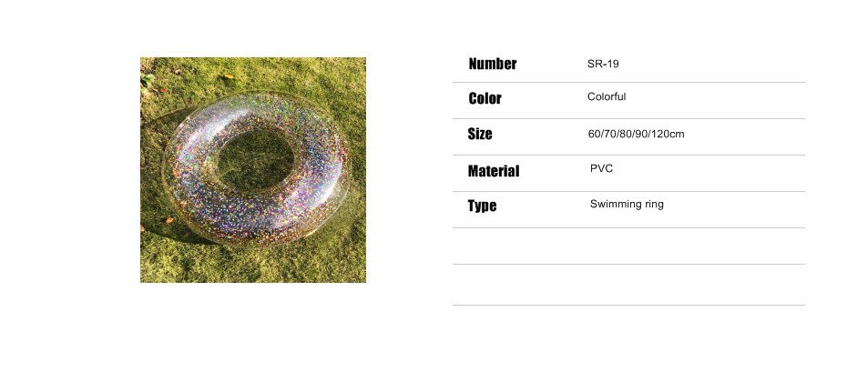 90120cm Gold Sequin Holographic Inflatable Swim Ring Beach Water Party Toy Ins Boia Swimming Raft - 1