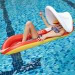 Adult Swimming Beach Inflatable Mesh Lounge Pool Float Detachable Sunshade Spring Water Hammock With Canopy - 5