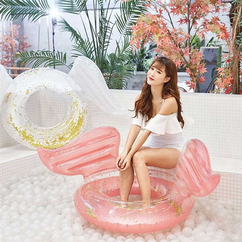Adult Angel Wing Sequin Inflatable Pool Float Swimming Ring Circle Tube Luxury Water Toy - 6 Adult Angel Wing Sequin Inflatable Pool Float Swimming Ring Circle Tube Luxury Water Toy - 6