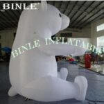 Advertising White Lovely Sitting Inflatable Polar Bear Mascot For Christmas Stage Decoration - 2