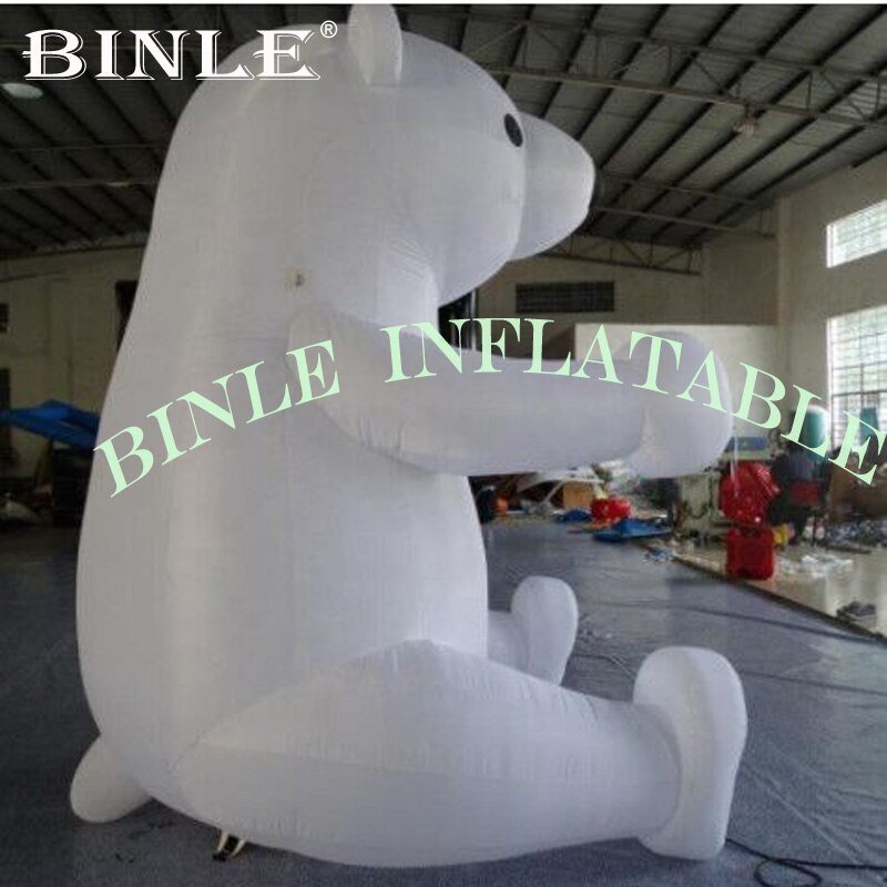 Advertising White Lovely Sitting Inflatable Polar Bear Mascot For Christmas Stage Decoration - 2