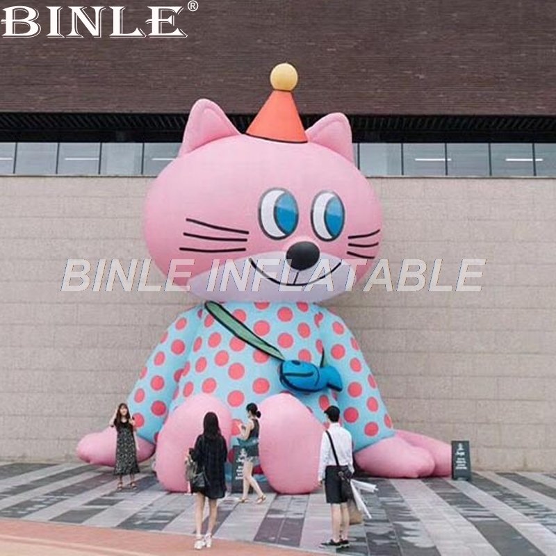 Jumbo Inflatable Pink Cat Cartoon With Led Lights For Events Party Decor And Promotional Advertisements - 1