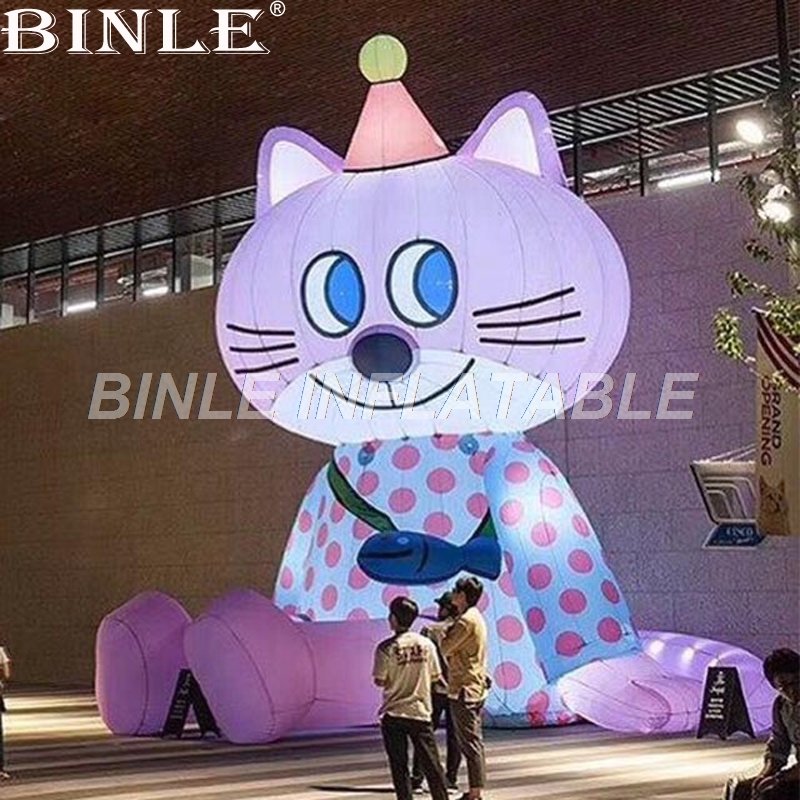 Jumbo Inflatable Pink Cat Cartoon With Led Lights For Events Party Decor And Promotional Advertisements - 2