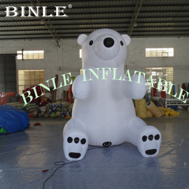 Christmas Inflatable Polar Bear Mascot Adorable White Sitting Design For Holiday Stage Decorations - 1 Christmas Inflatable Polar Bear Mascot Adorable White Sitting Design For Holiday Stage Decorations - 1