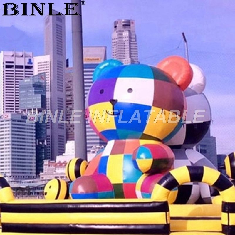 Large Air Giant Rainbow Colored Inflatable Teddy Bear Outdoor Advertising Mascot For Events Promotions - 4