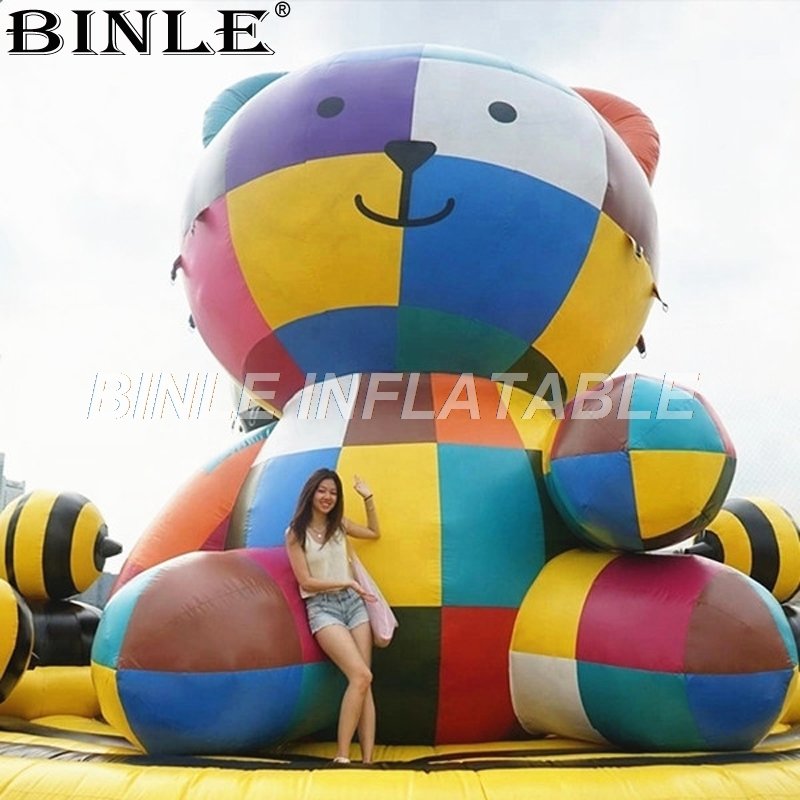 Large Air Giant Rainbow Colored Inflatable Teddy Bear Outdoor Advertising Mascot For Events Promotions - 1