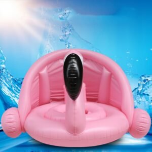 Baby Shade Swim Float Circle Ring Safe Inflatable Flamingo Arm Rings Kids Swimming Seat With Sunshade Pool Floats - 2