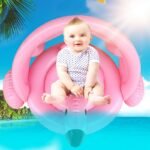Baby Shade Swim Float Circle Ring Safe Inflatable Flamingo Arm Rings Kids Swimming Seat With Sunshade Pool Floats - 3