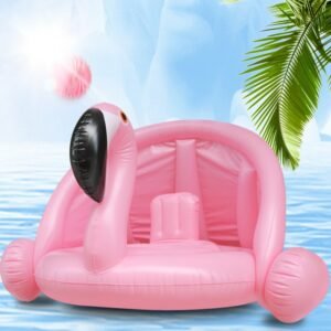 Baby Shade Swim Float Circle Ring Safe Inflatable Flamingo Arm Rings Kids Swimming Seat With Sunshade Pool Floats