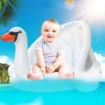 Baby Shade Swim Float Circle Ring Safe Inflatable Flamingo Arm Rings Kids Swimming Seat With Sunshade Pool Floats - 6