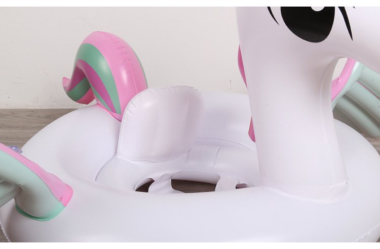 Baby Unicorn Pool Float Inflatable Pegasus Horse Swimming Seat Rainbow Design Childrens Water Toy Floating Island - 3
