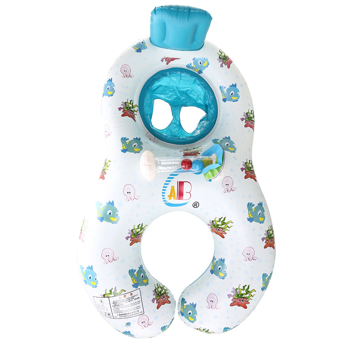 Kids Inflatable Swim Seat Ring With Safe Backrest Baby Floating Pool Chair Cartoon Pattern Design - 1