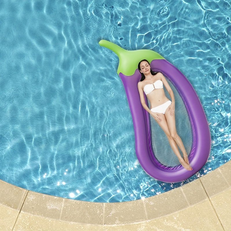 Extra Large Inflatable Eggplant Pool Float Summer Water Fun Toy Ideal For Adults And Children Rideon Raft Bed - 4