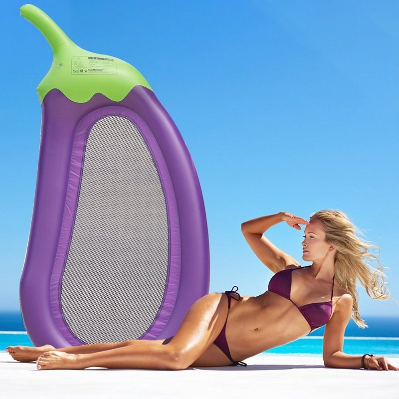 Extra Large Inflatable Eggplant Pool Float Summer Water Fun Toy Ideal For Adults And Children Rideon Raft Bed - 6