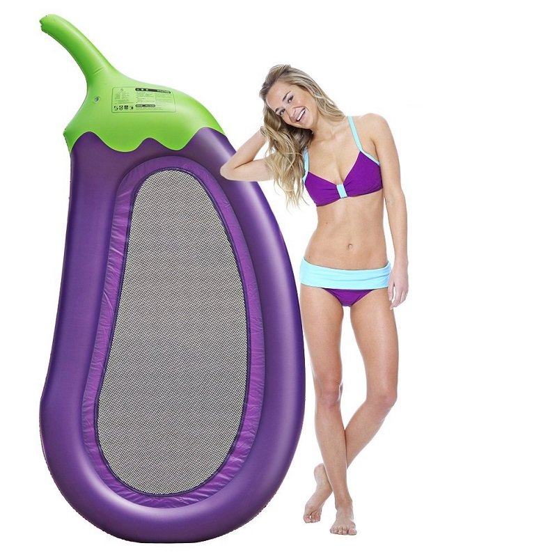 Extra Large Inflatable Eggplant Pool Float Summer Water Fun Toy Ideal For Adults And Children Rideon Raft Bed - 9