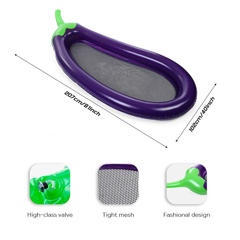 Extra Large Inflatable Eggplant Pool Float Summer Water Fun Toy Ideal For Adults And Children Rideon Raft Bed - 11
