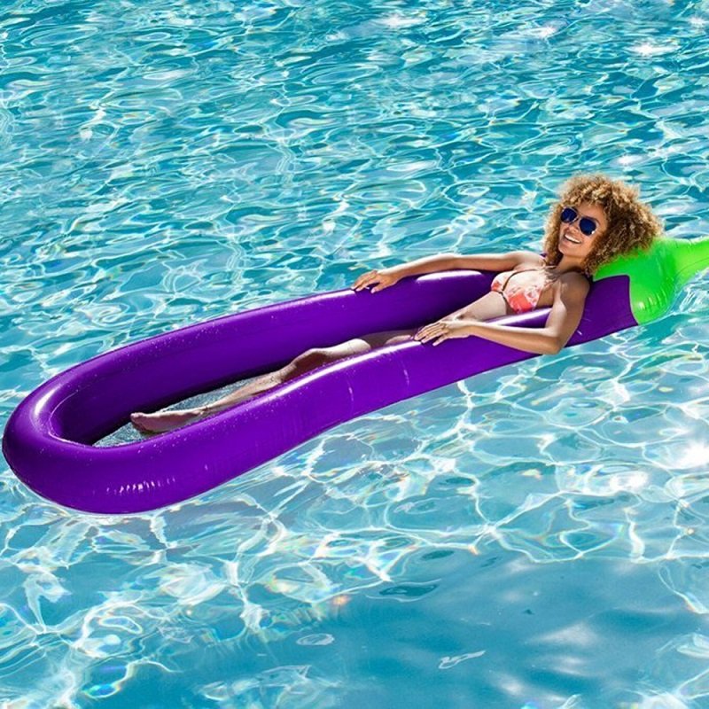 Extra Large Inflatable Eggplant Pool Float Summer Water Fun Toy Ideal For Adults And Children Rideon Raft Bed - 2