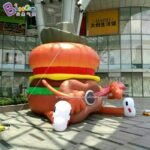 Bingo 6m High Giant Inflatable Hamburger Man With Guitar Big Mac Cartoon For Advertising Promotion - 3