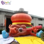 Bingo 6m High Giant Inflatable Hamburger Man With Guitar Big Mac Cartoon For Advertising Promotion - 4