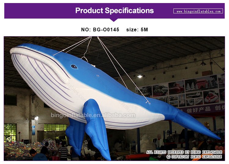 Bingo 5m Giant Inflatable Whale Toy With Colorchanging Led Lights For Ceiling Display - 1