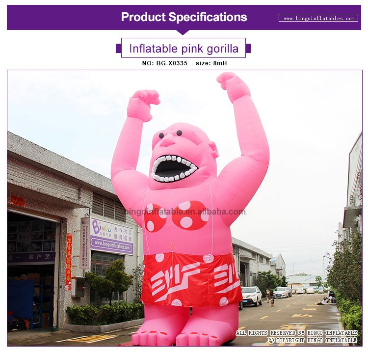 Giant 8m Bingo Inflatable Pink Orangutan Toy Outdoor Blow Up Ape Decoration For Entertainment Display - 1