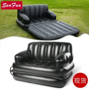 Black Household And Outdoor Inflatable Sofa Thickened Pvc Folding Portable Bed Lazy With Air Pump 220v - 2