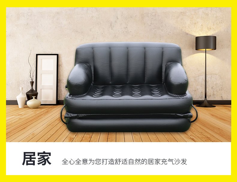 220v Black Inflatable Sofa Bed Thickened Pvc Portable Foldable Ideal For Indooroutdoor Use With Air Pump - 10