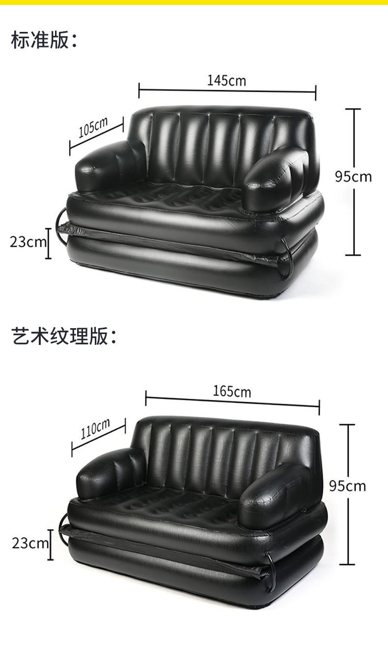 220v Black Inflatable Sofa Bed Thickened Pvc Portable Foldable Ideal For Indooroutdoor Use With Air Pump - 13