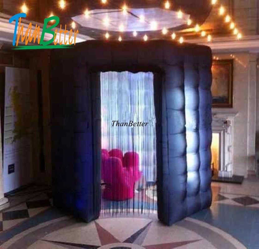 Black Led Inflatable Photo Booth Enclosure Perfect For Events Parties Easy Setup Rental - 2