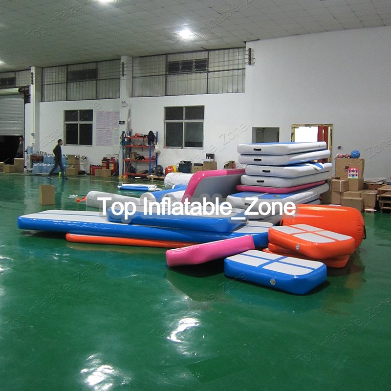 Blue Mini Size Inflatable Gym Training Mat With Superior Drop Stitch Material For Bouncing Exercises - 15