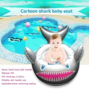 Cartoon Shark Inflatable Baby Swimming Ring Toddler Neck Float Circle Seat - 2