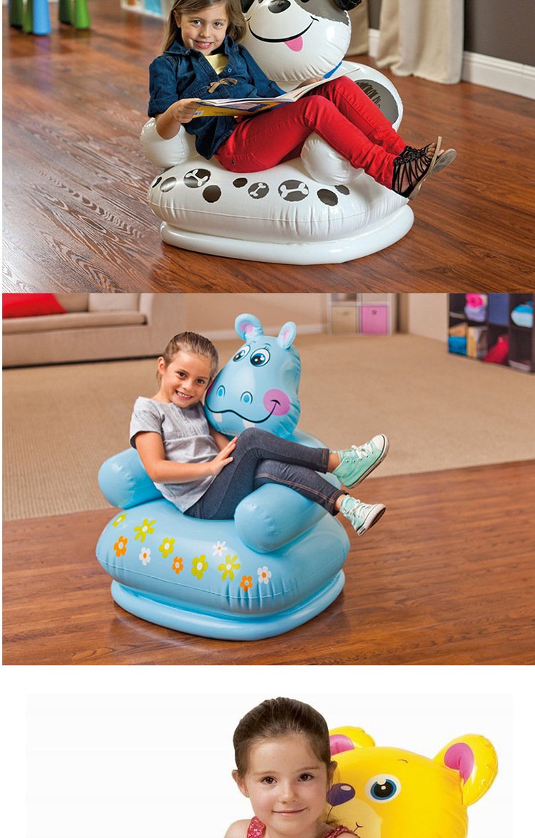 Cute Cartoon Animal Inflatable Kids Sofa Seat Portable Pvc Chair For Children 38 Years Tiger Bear Design Baby Seats - 4