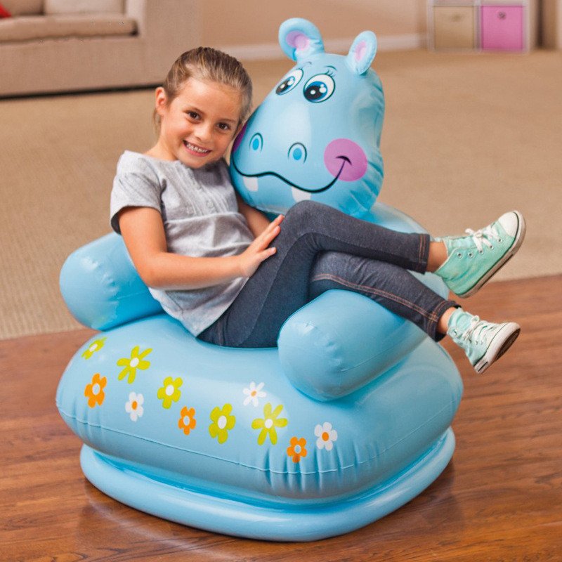 Cute Cartoon Animal Inflatable Kids Sofa Seat Portable Pvc Chair For Children 38 Years Tiger Bear Design Baby Seats - 2