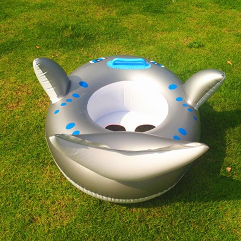 Cartoon Shark Inflatable Baby Swim Ring Safe Toddler Neck Float Circle Seat For Pool Fun - 1