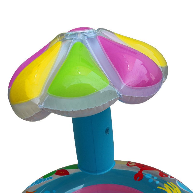 Inflatable Child Mushroom Swim Ring With Umbrella Safe Fun Baby Pool Float Seat Circle - 4