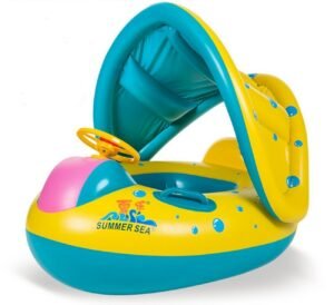 Children's Floating Row With Baby Swimming Boat Ring Children Water Inflatable Seat Awning Yacht - 2
