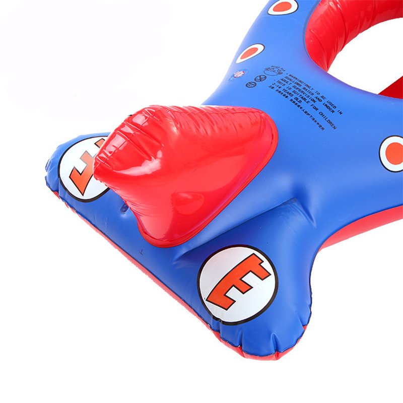 Childrens Inflatable Boat Swim Seat Thickened Large Aircraft Design Floating Circle With Steering Wheel - 3