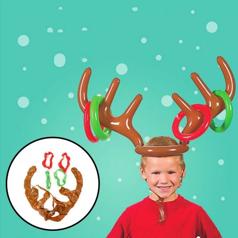 Christmas Inflatable Reindeer Antler Ring Toss Game Xmas Family Party Toys Toy