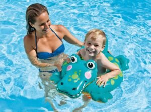 Christmas Summer Kids Child Cartoon Swim Ring Lion Monkey Crocodile Inflatable Swimming Boat Game Float Toys Water Pool Tube - 2