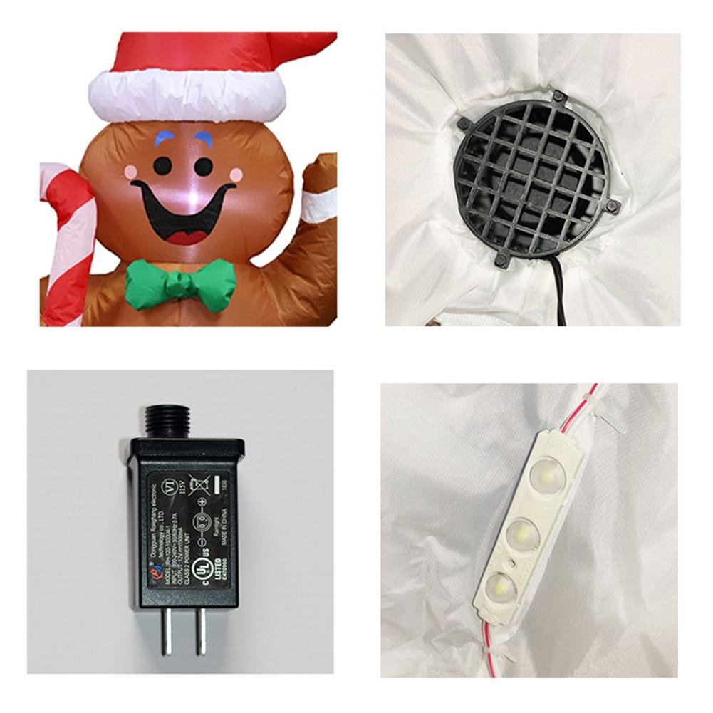 Led Christmas Inflatable Yard Decoration Indooroutdoor Gingerbread Man Cookie Airblown Display - 4